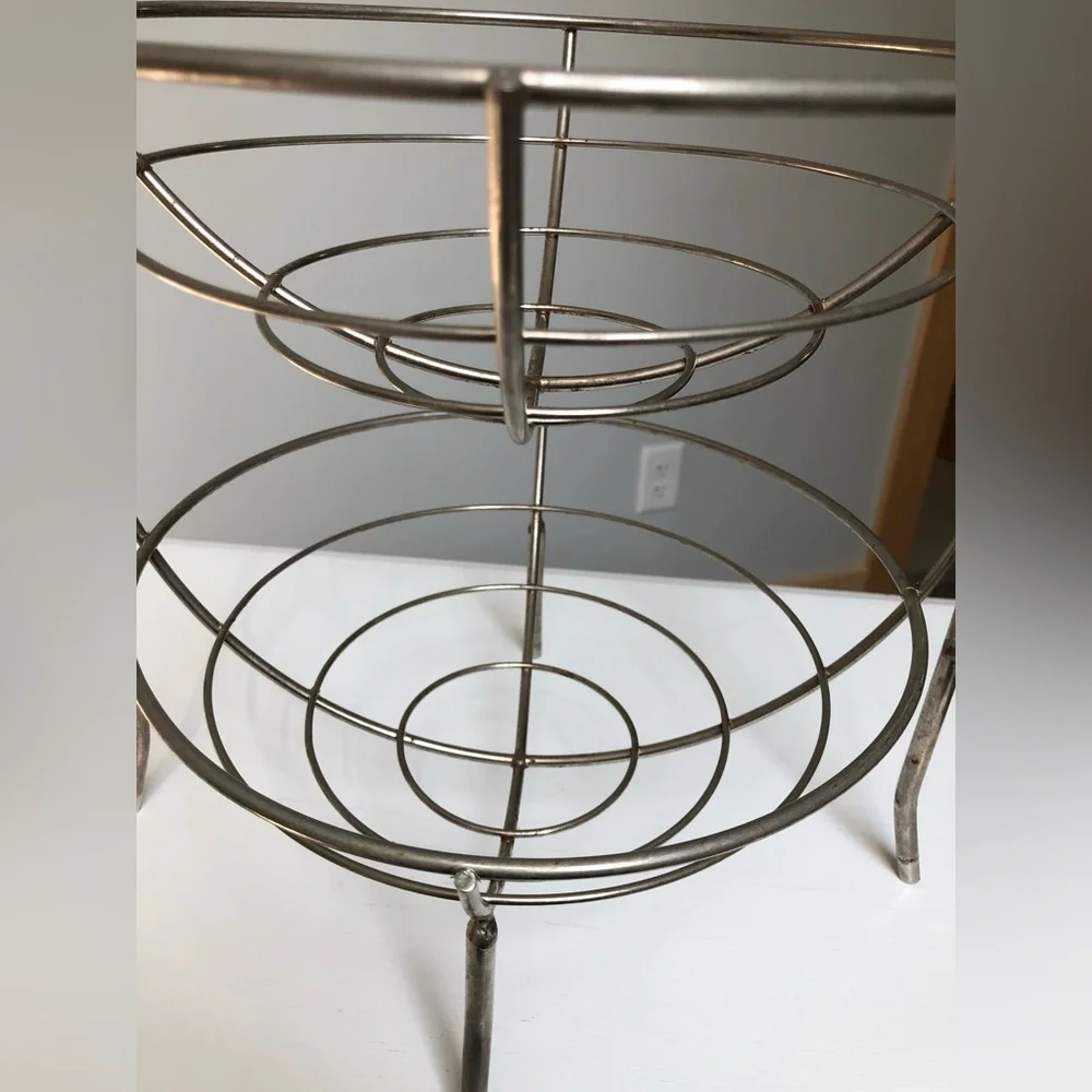 Vintage Two Tier Metal Display Baskets Stand